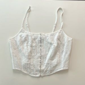 WILD FABLE White Lace Eyelet Crop Top Corset Size XS